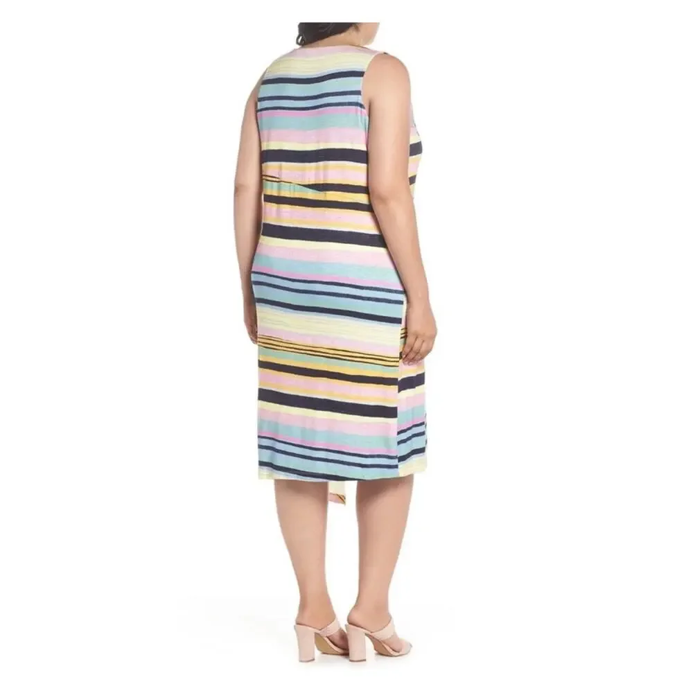 Rachel Rachel Roy April Navy Combo Striped Hem Tie Dress Sz.1X NWT - Picture 3 of 16
